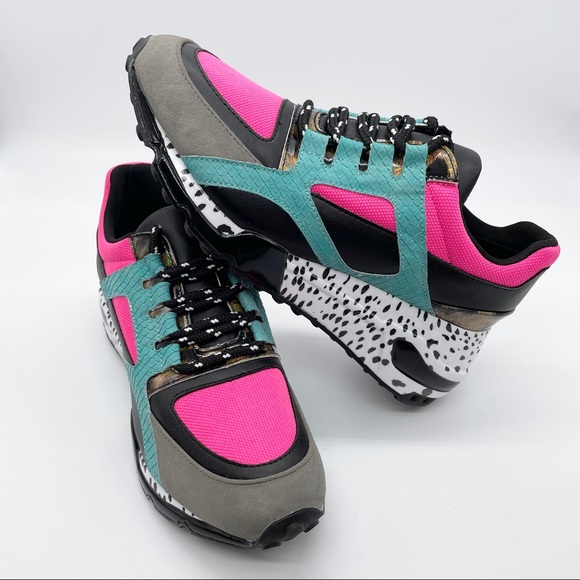 Steve Maddens Cliff Bright Multicolored Pink Blue Gray Sneakers - Picture 8 of 9